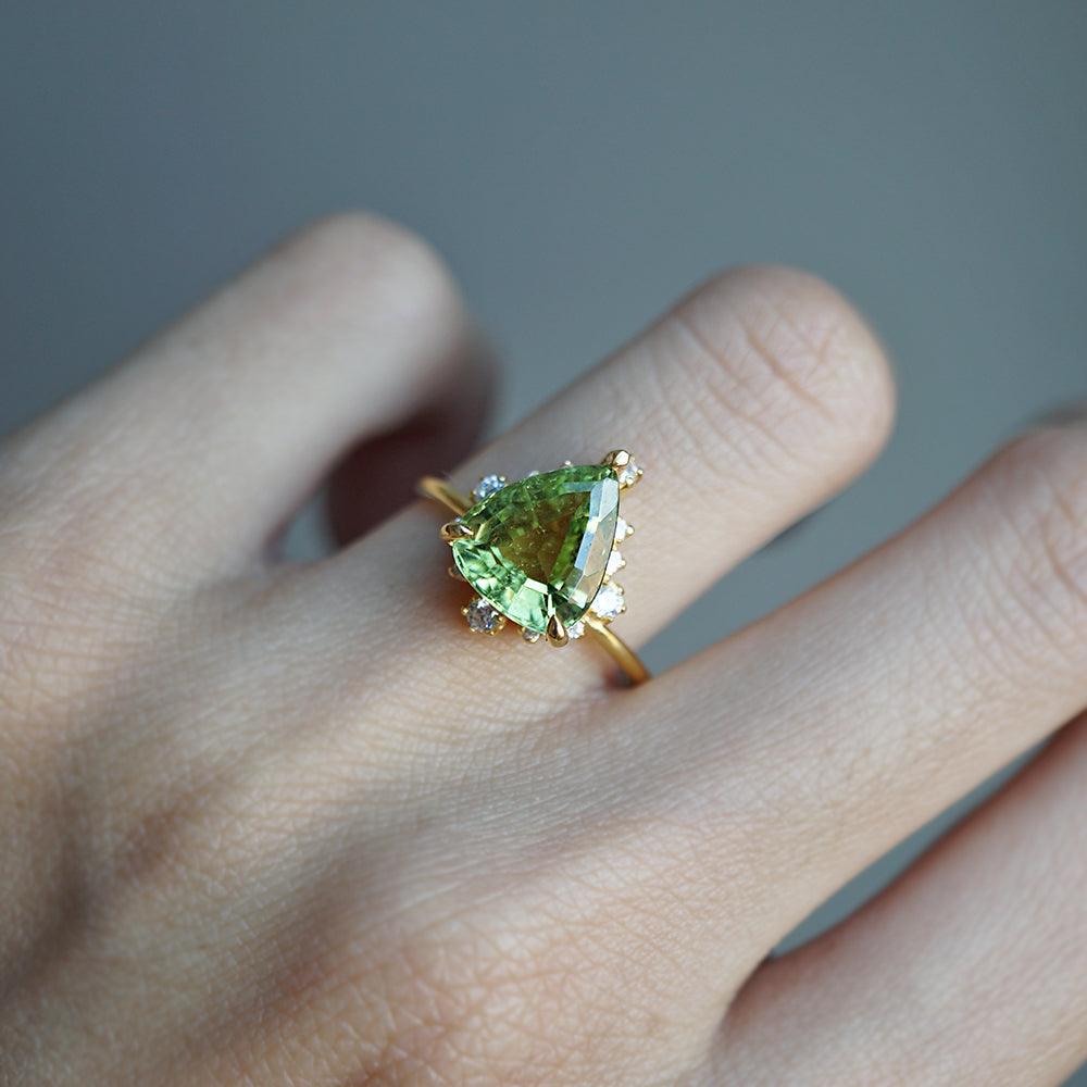 One Of A Kind: 14K Flora Green Tourmaline Diamond Ring - Tippy Taste Jewelry