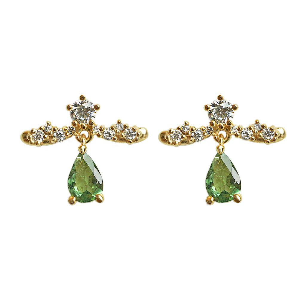 14K Green Tourmaline Celestial Earrings