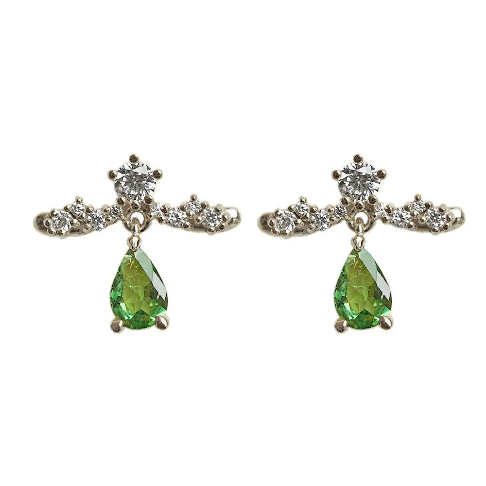 14K Green Tourmaline Celestial Earrings
