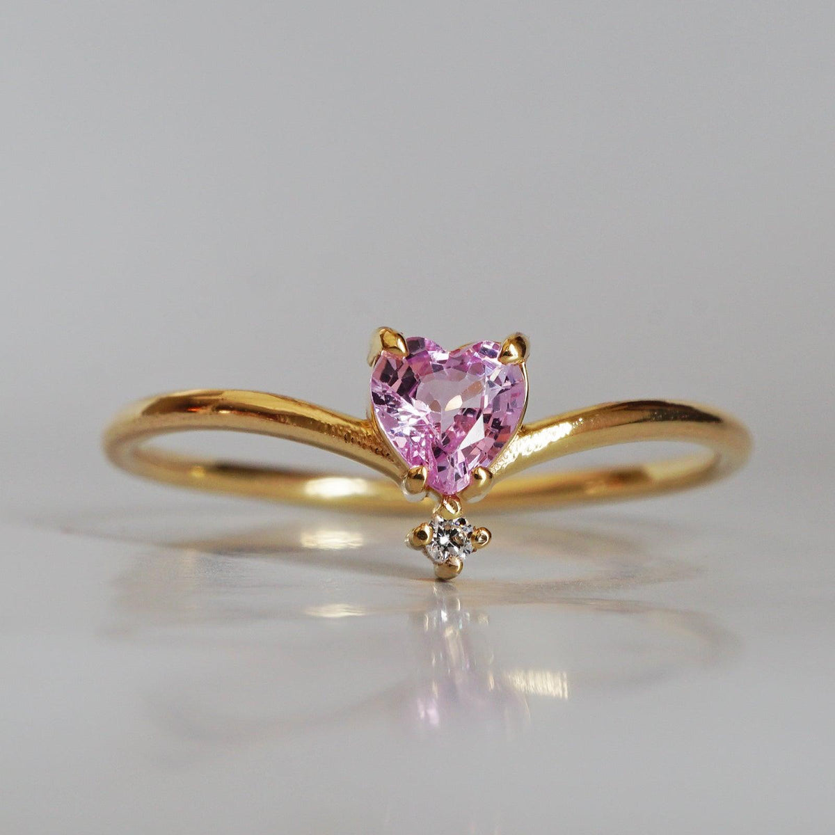 14K Pink Sapphire Heart Ring - Tippy Taste Jewelry
