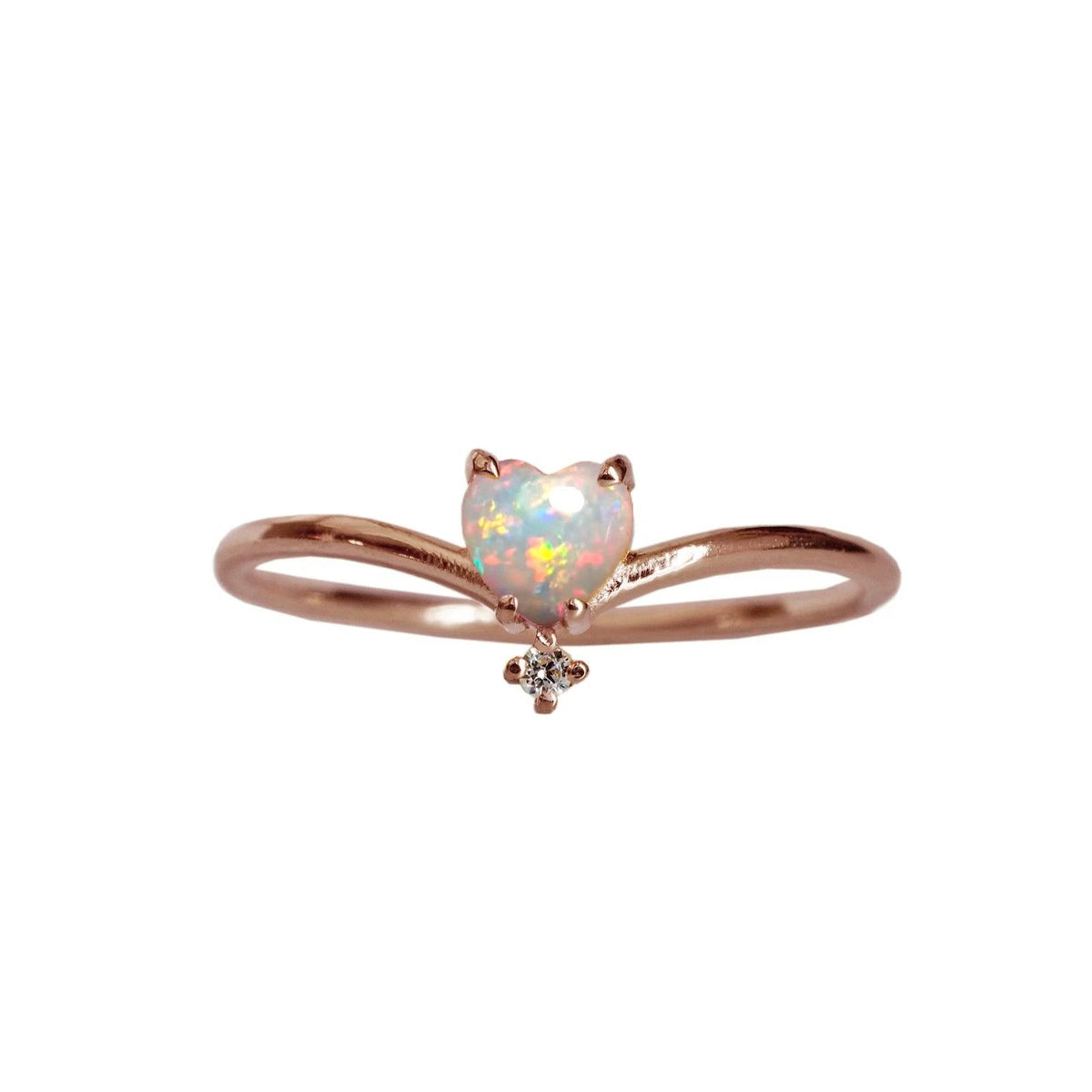 Limited Edition: 14K Opal Heart Ring - Tippy Taste Jewelry