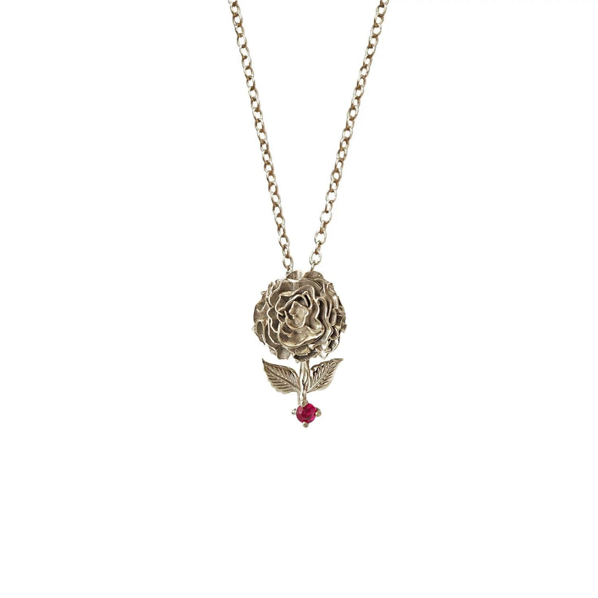 14K January Carnation Birth Flower Necklace - Tippy Taste Jewelry