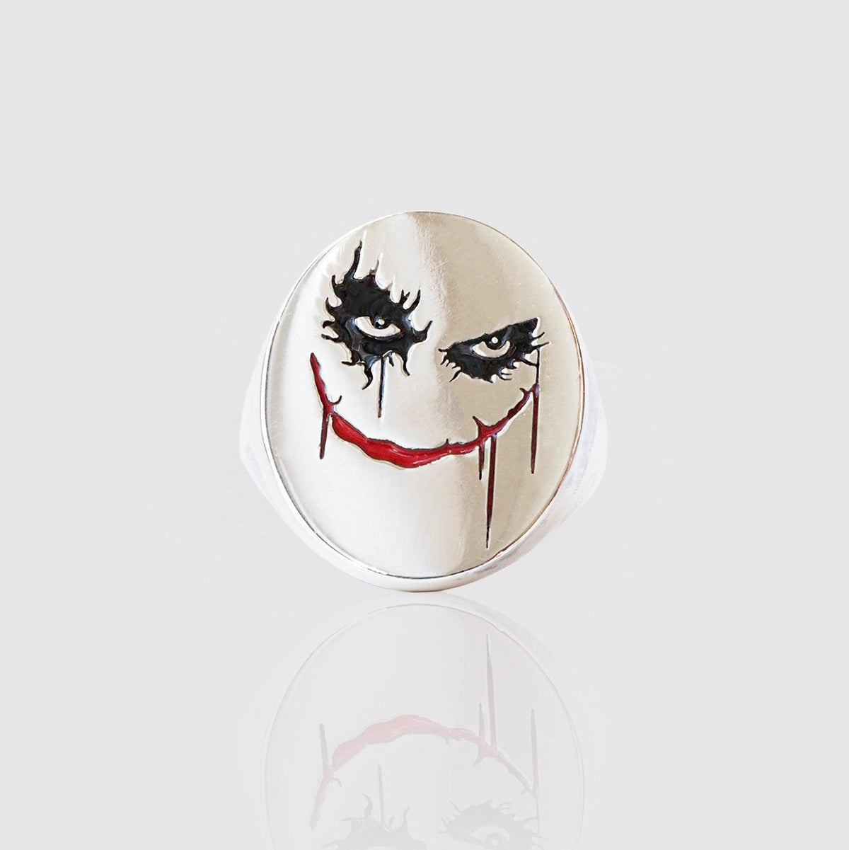 Joker Signet Enamel Ring in Sterling Silver