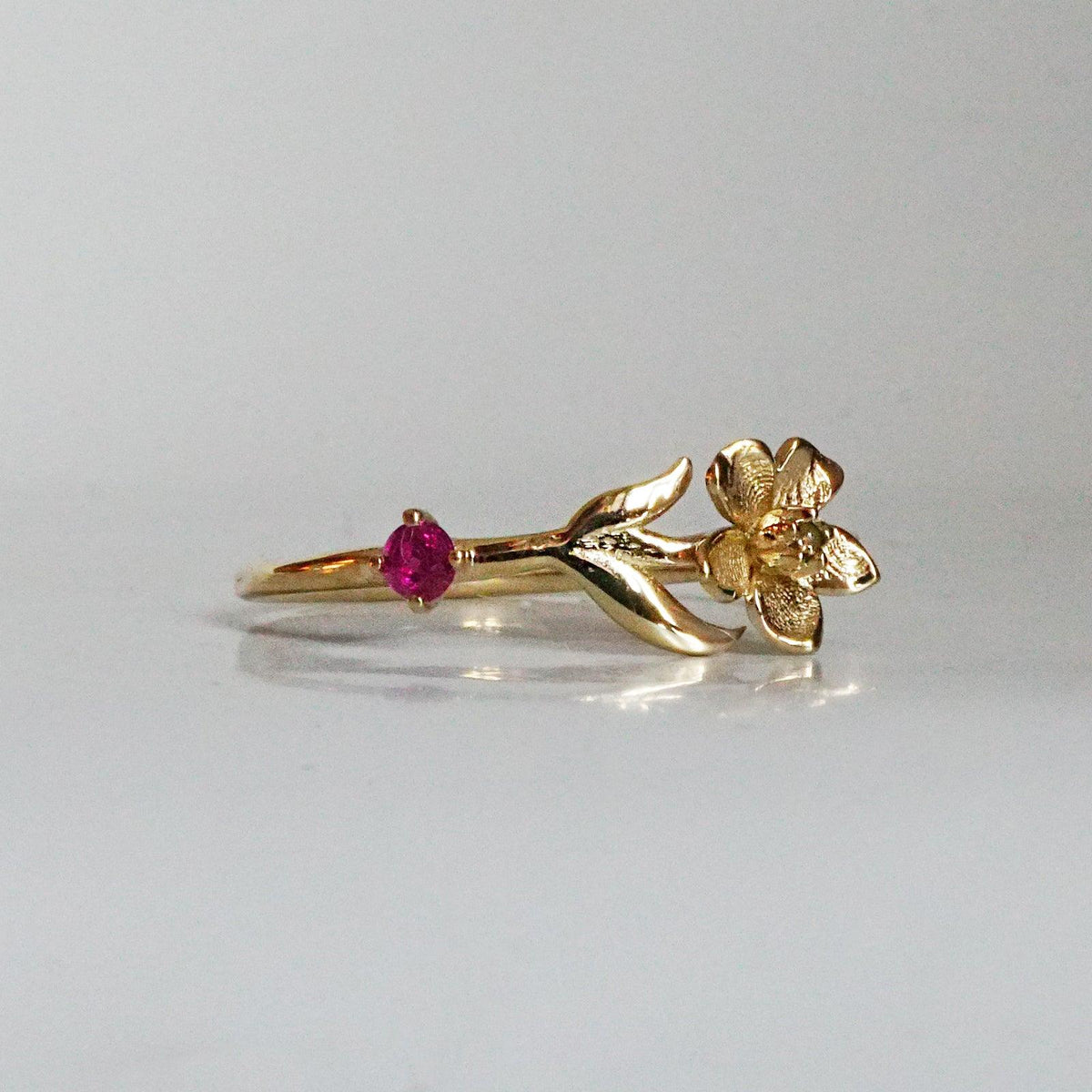 July birth flower ring with ruby