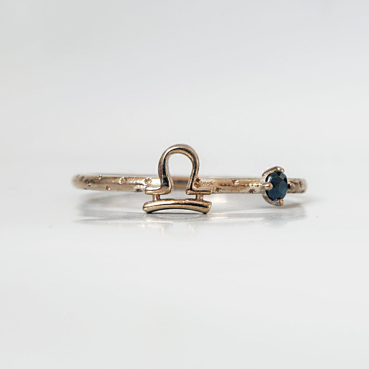 14K Libra Horoscope Birthstone Ring (Sapphire + Opal) - Tippy Taste Jewelry