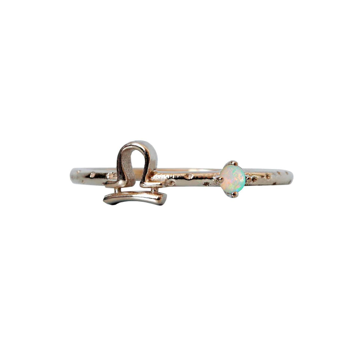 14K Libra Horoscope Birthstone Ring (Sapphire + Opal) - Tippy Taste Jewelry