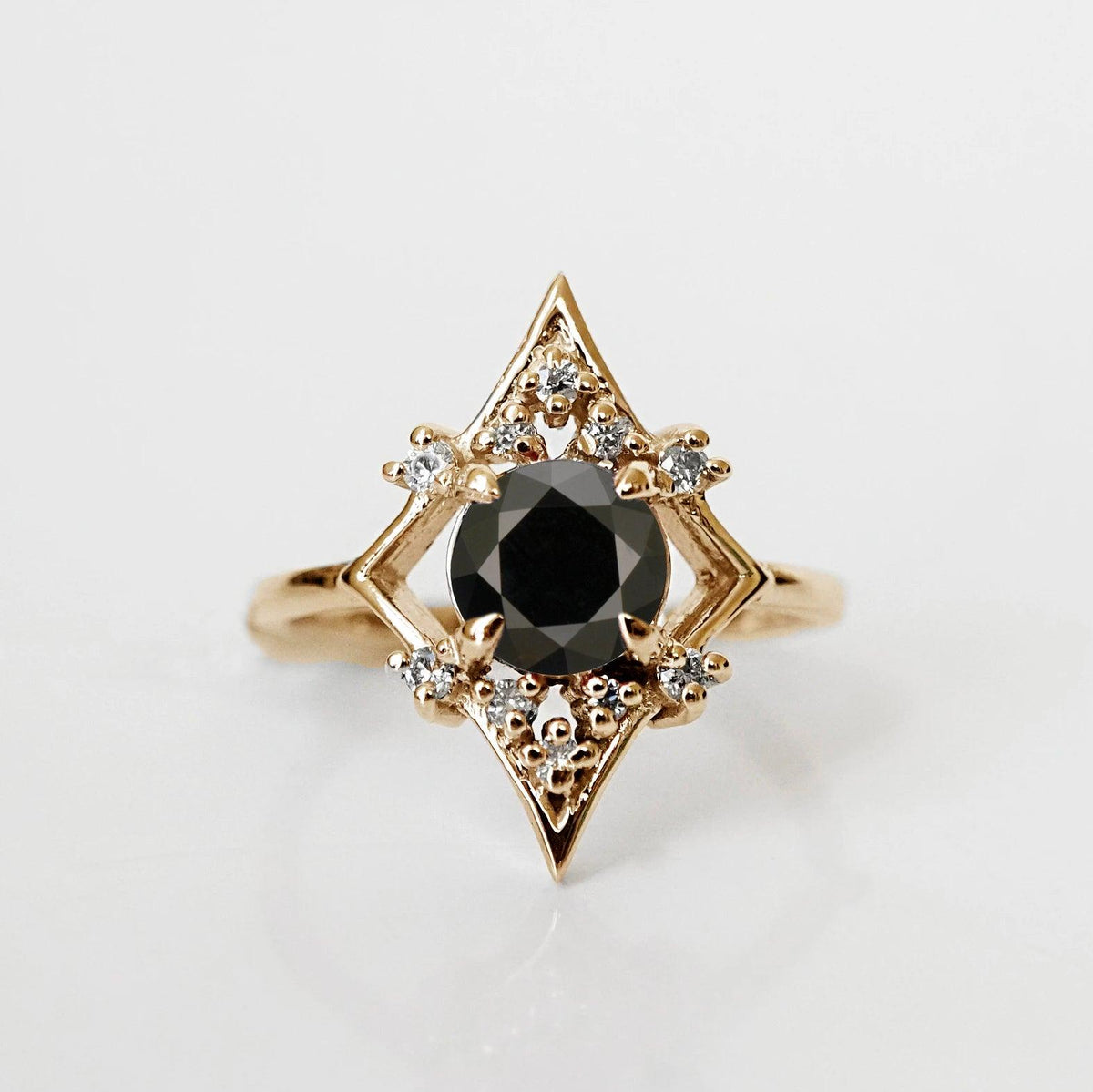 Lovers Shield Black Diamond Ring in 14K and 18K Gold - Tippy Taste Jewelry