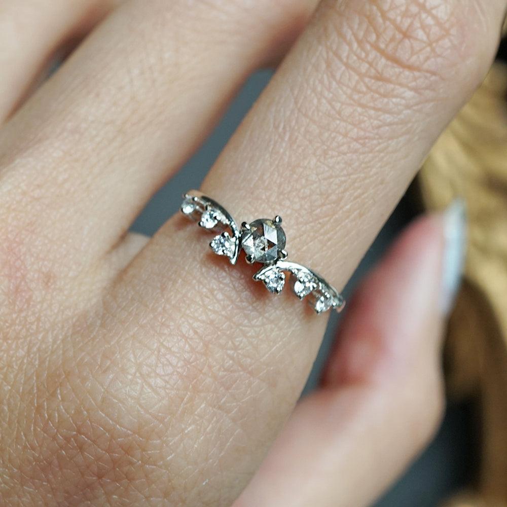 14K Maleficent Salt & Pepper Diamond Ring – Tippy Taste Jewelry