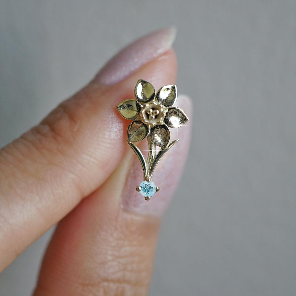 14K March Daffodil Birth Flower Earrings - Tippy Taste Jewelry