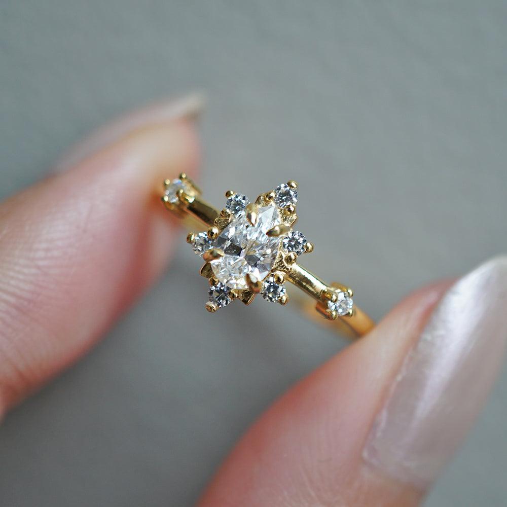 14K Mini Crush Diamond Ring, 0.38ct (Natural or Moissanite)