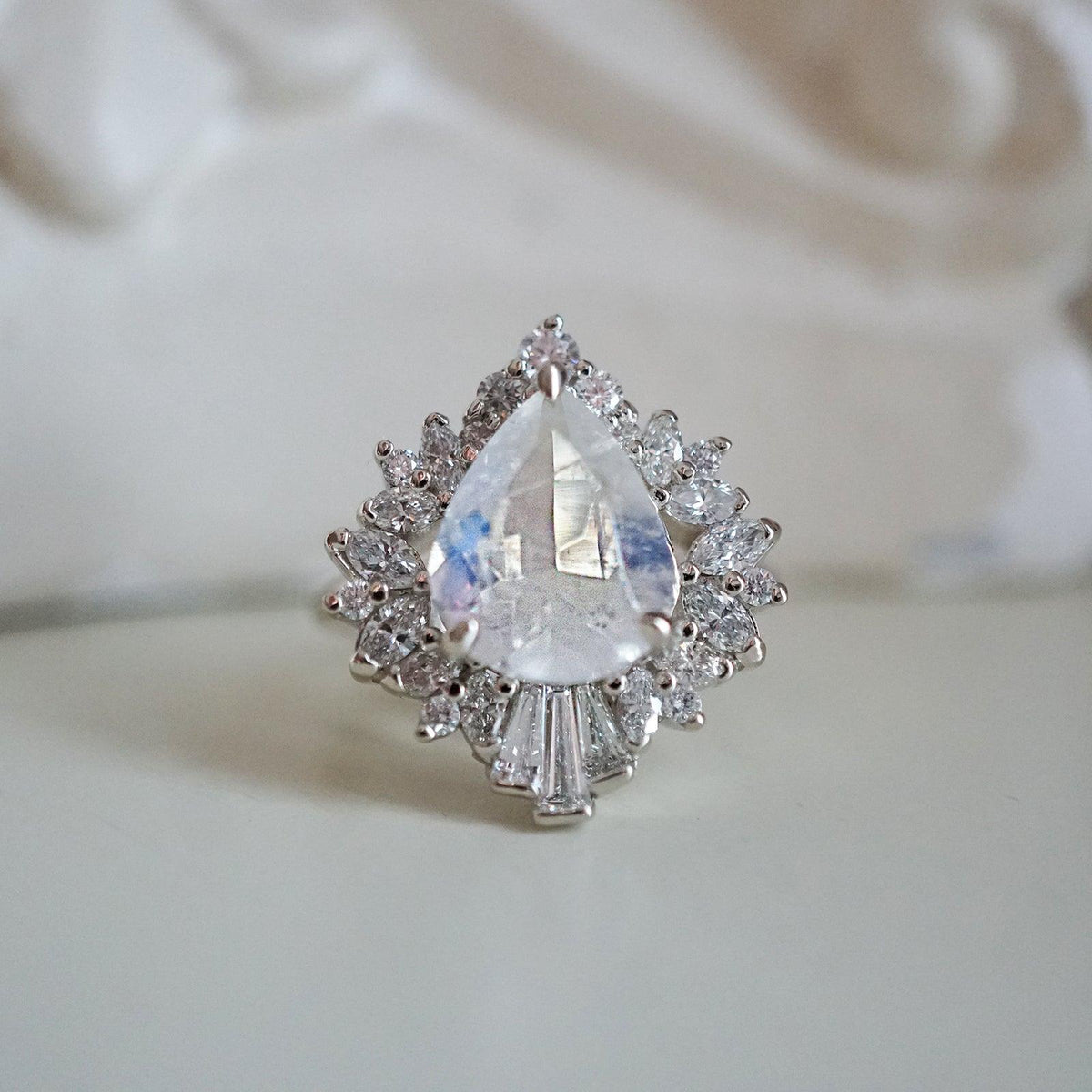Hall Of Mirrors Moonstone Diamond Ring in 14K and 18K Gold