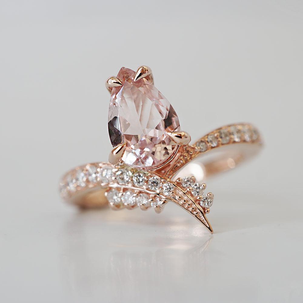 Manhattan Morganite Diamond Ring in 14K and 18K Gold - Tippy Taste Jewelry