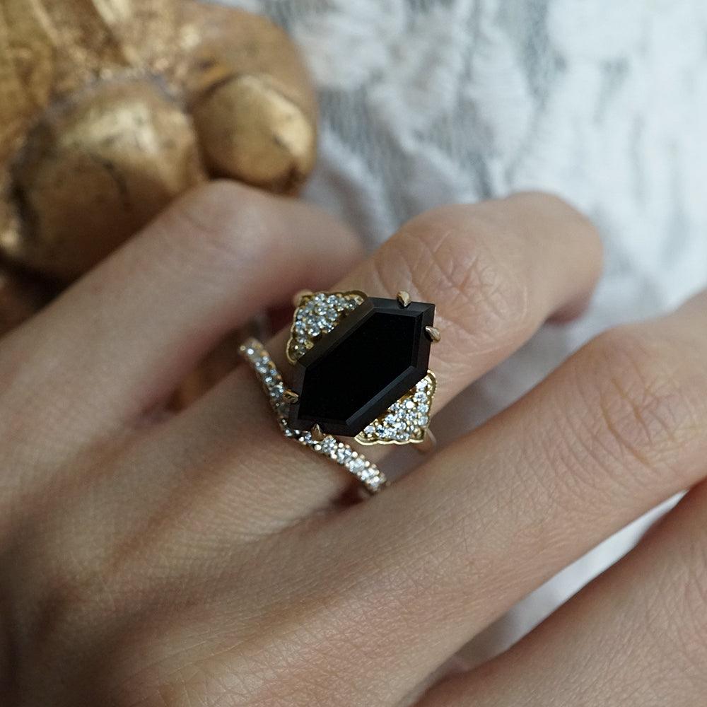 Frozen Onyx Diamond Ring in 14K and 18K Gold