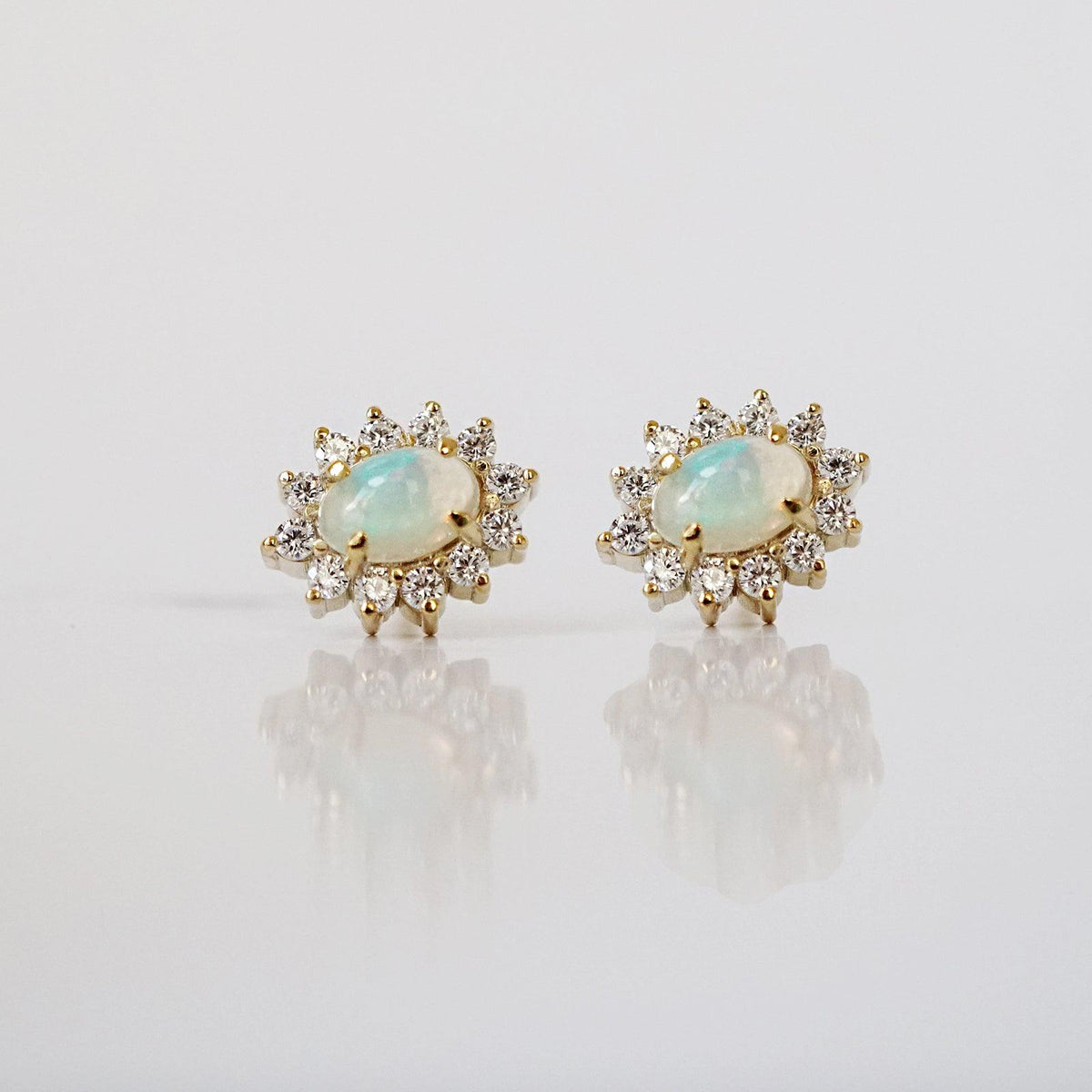 14K Opal Flowerburst Studs - Tippy Taste Jewelry