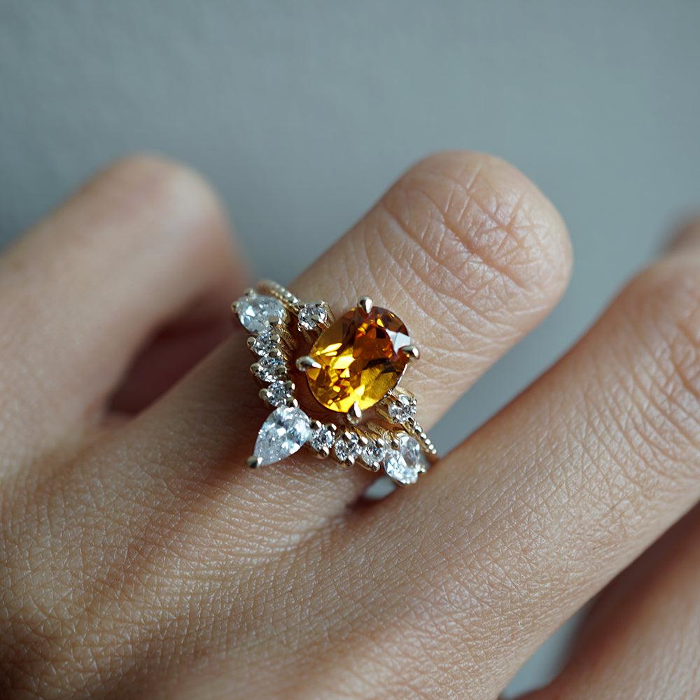 14K Gold Sunrise Citrine Ring with Ciara Band – Golden Gemstone