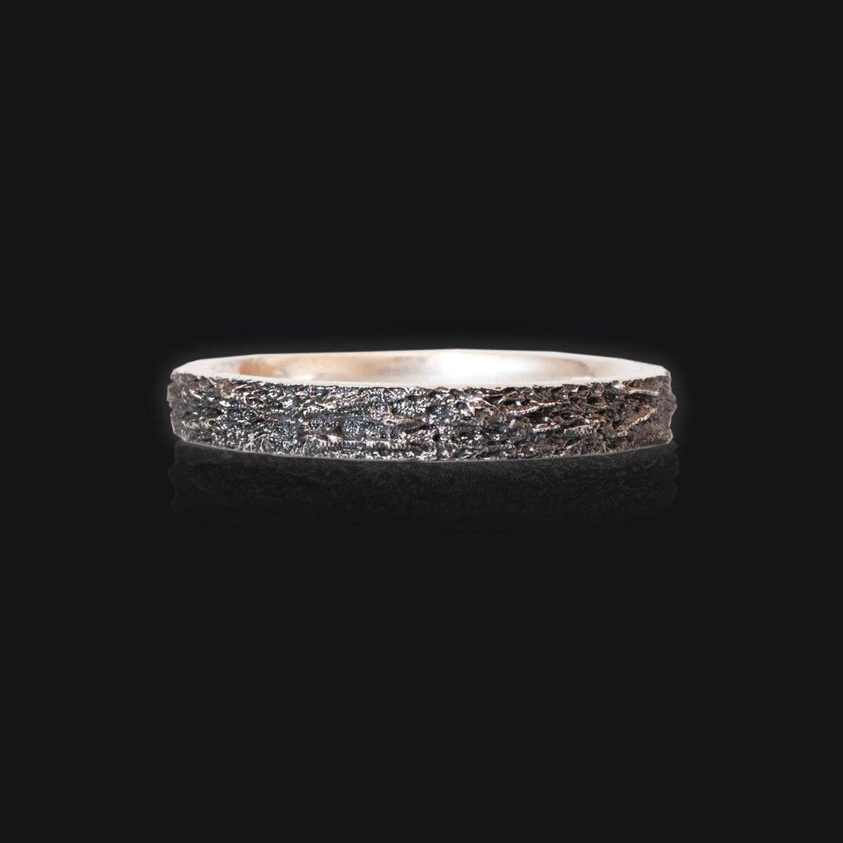 Oxidized Meteoroid Ring Band in Sterling Silver, 3mm - Tippy Taste Jewelry