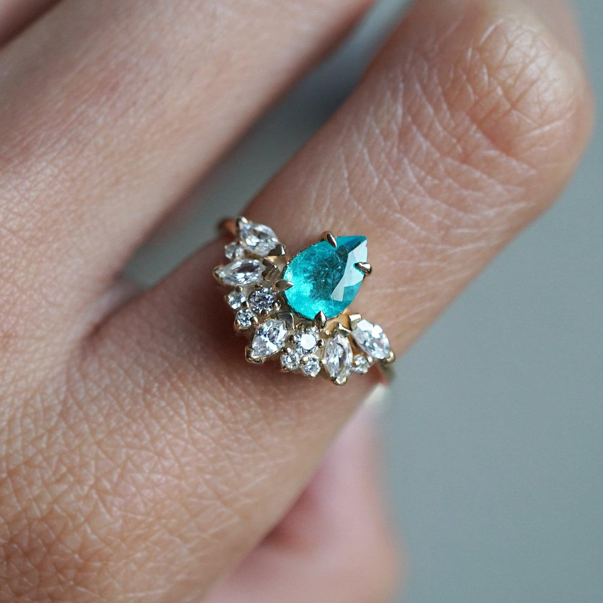 One Of A Kind: Brazilian Paraiba Tourmaline Parisian Diamond Ring - Tippy Taste Jewelry