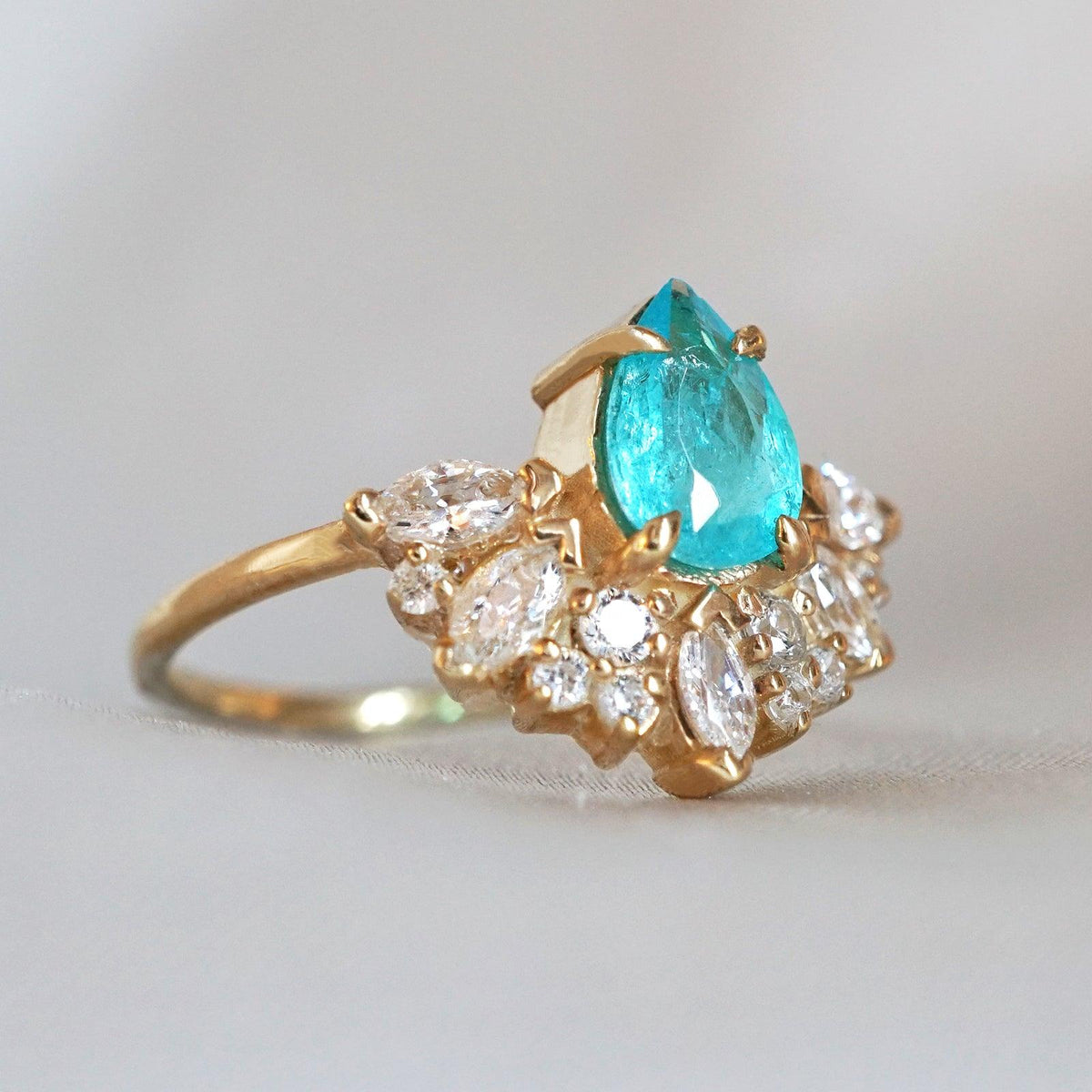 One Of A Kind: Brazilian Paraiba Tourmaline Parisian Diamond Ring