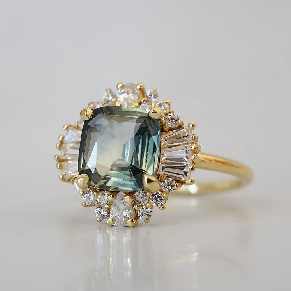One Of A Kind: Parti Sapphire Diamond Ballerina Ring in 14K and 18K Gold, 2.03ct - Tippy Taste Jewelry