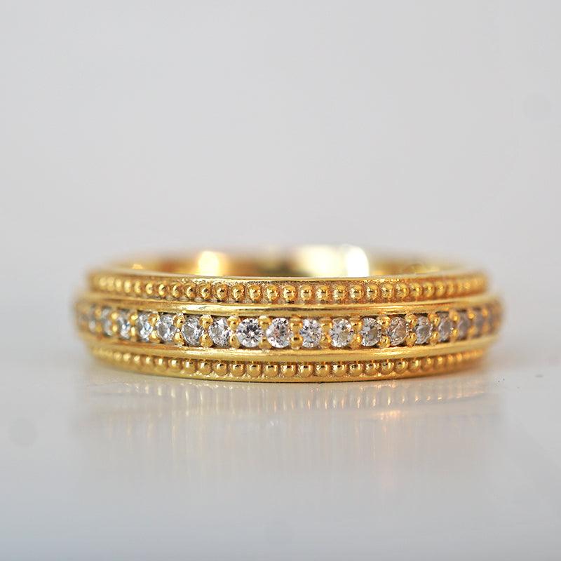 Beveled Pavé Diamond Ring Band in 14K and 18K, 5mm - Tippy Taste Jewelry