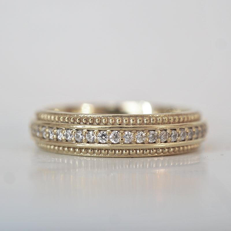 Beveled Pavé Diamond Ring Band in 14K and 18K, 5mm