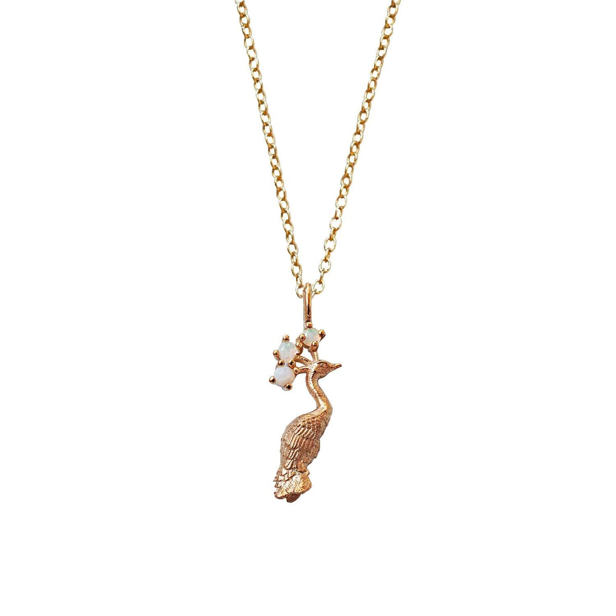 14K Opal Peacock Necklace - Tippy Taste Jewelry