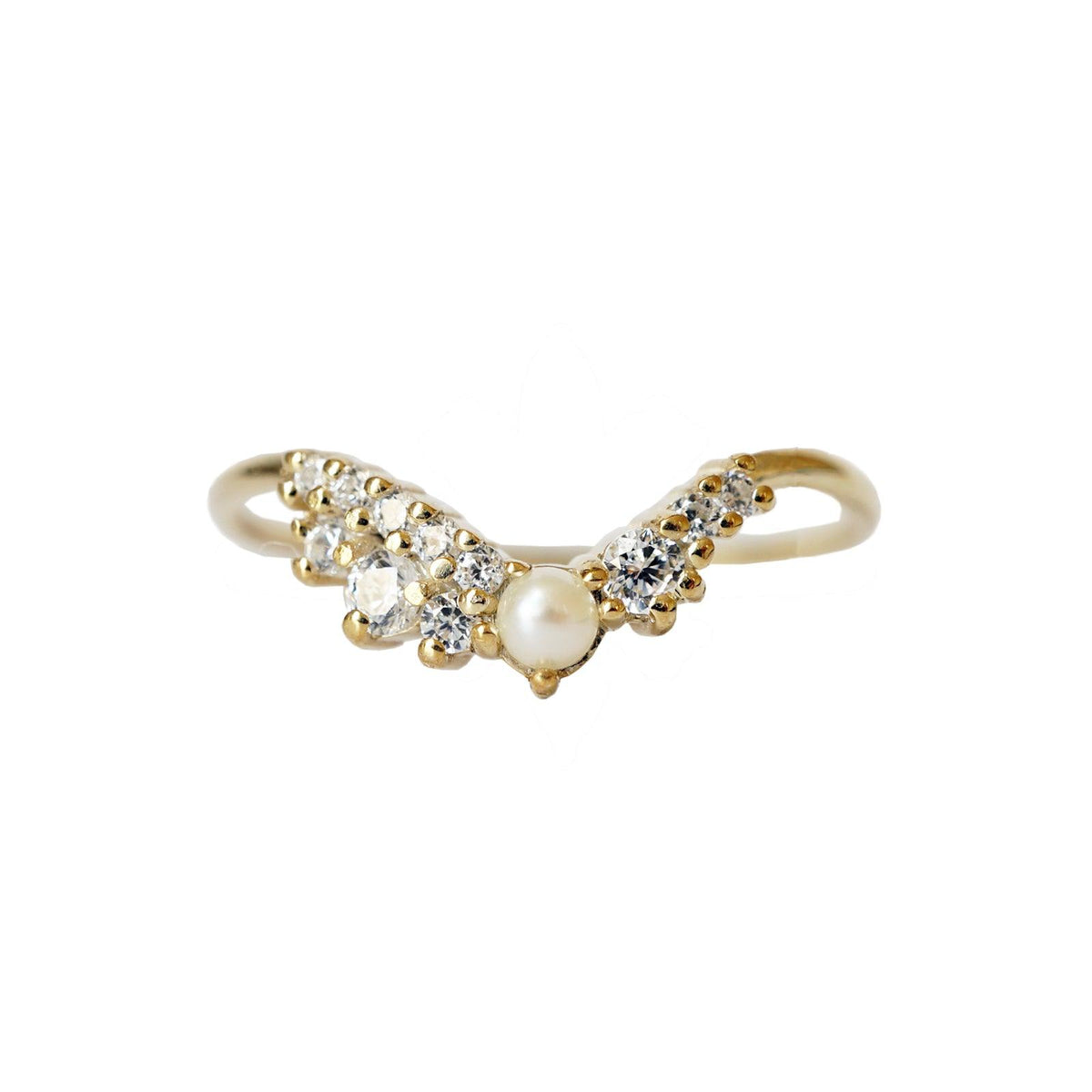 14K Pearl Oyster Curve Ring