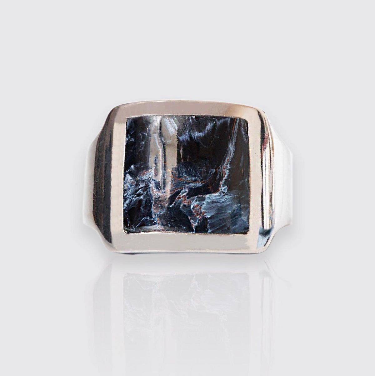 Pietersite Cigar Ring in Sterling Silver and 14K Gold, 16mm