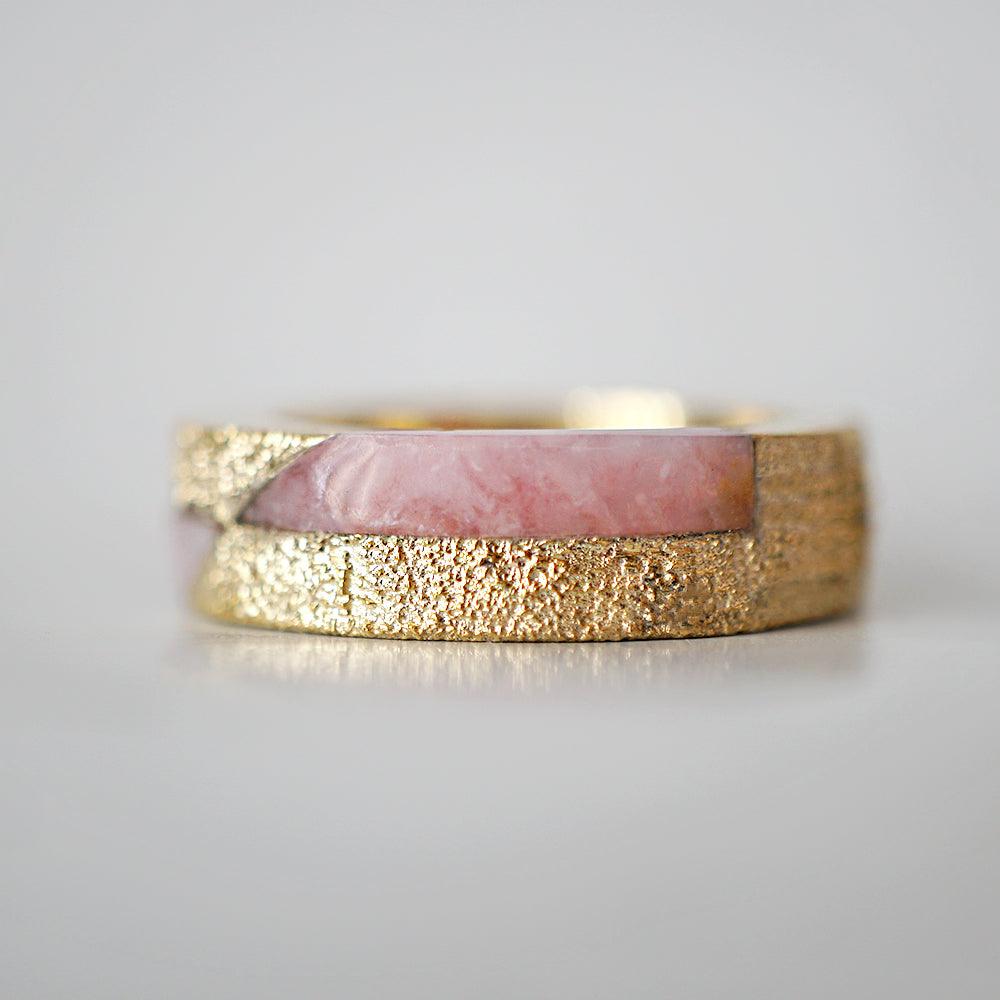 Grid Pink Opal Ring, 5.8mm
