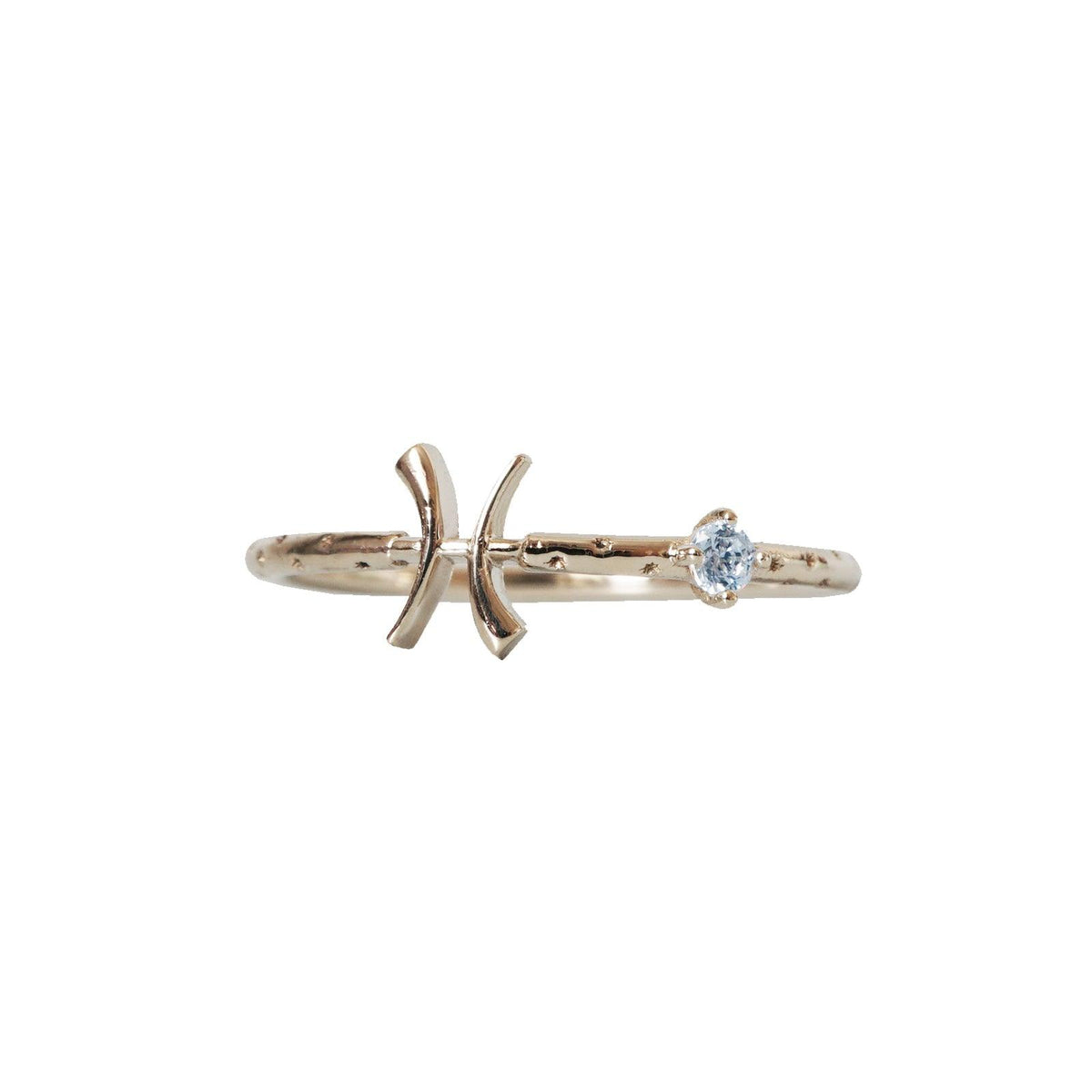 14K Pisces Horoscope Birthstone Ring (Aquamarine + Amethyst) - Tippy Taste Jewelry