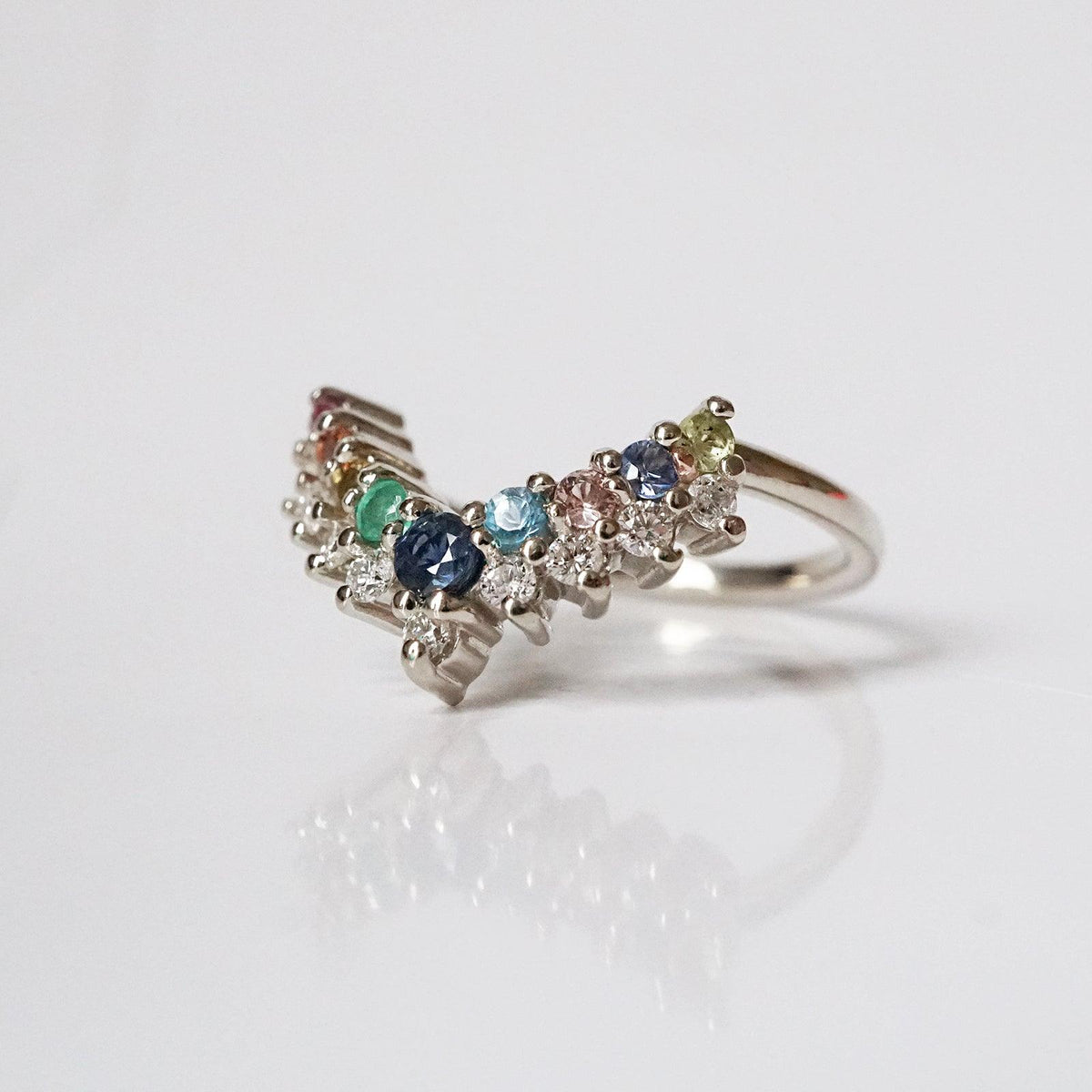 colored stone rainbow ring