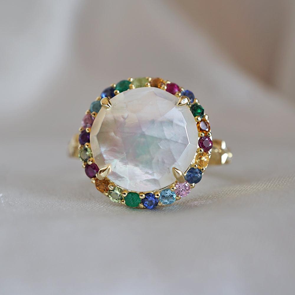 Rainbow Star Pearl Ring in 14K and 18K Gold - Tippy Taste Jewelry