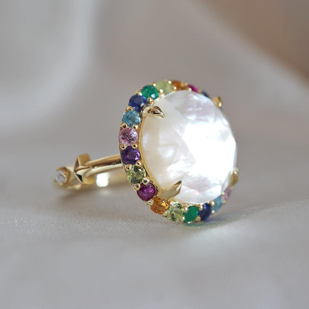 Rainbow Star Pearl Ring in 14K and 18K Gold - Tippy Taste Jewelry