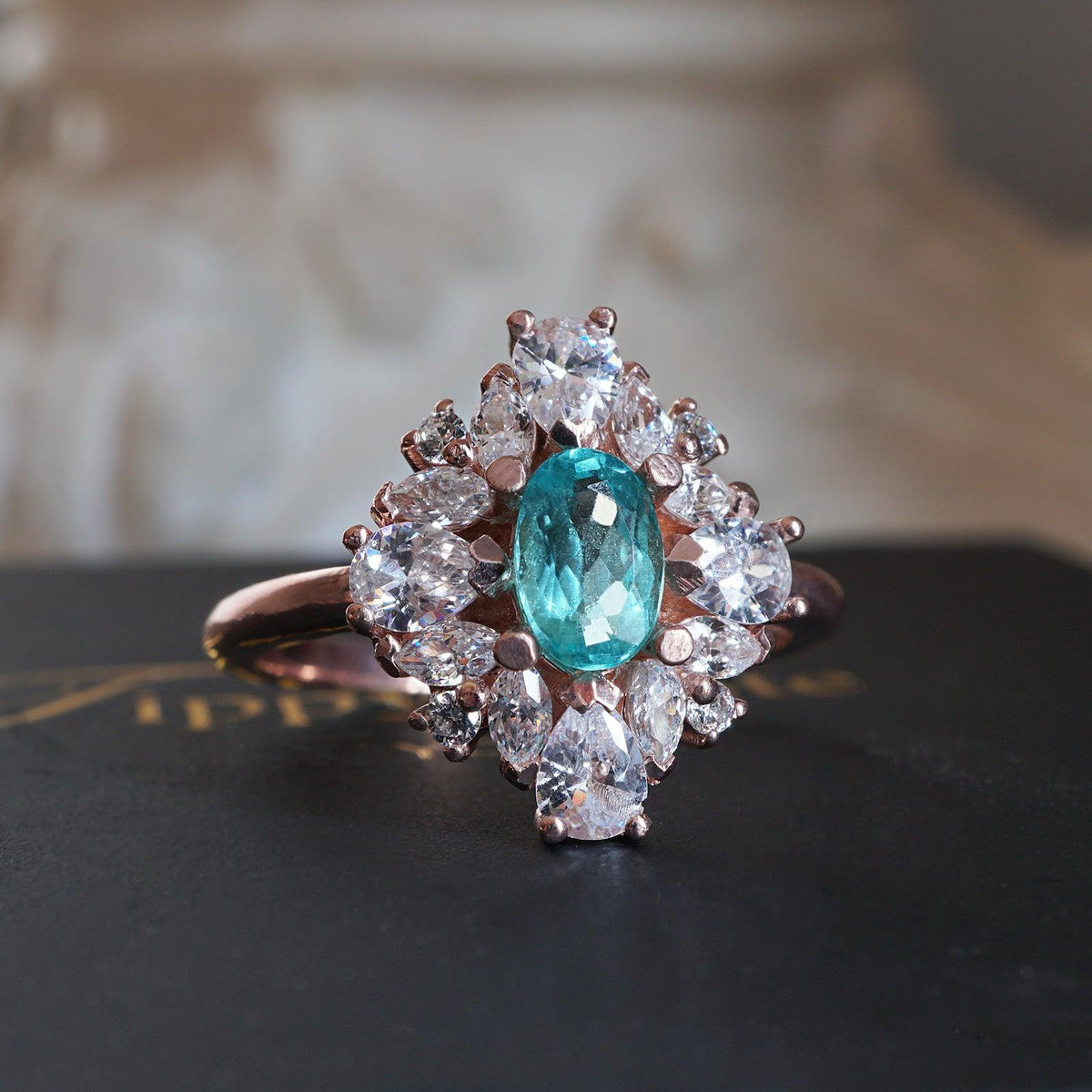 One Of A Kind: Duchess Paraiba Tourmaline Diamond Ring - Tippy Taste Jewelry