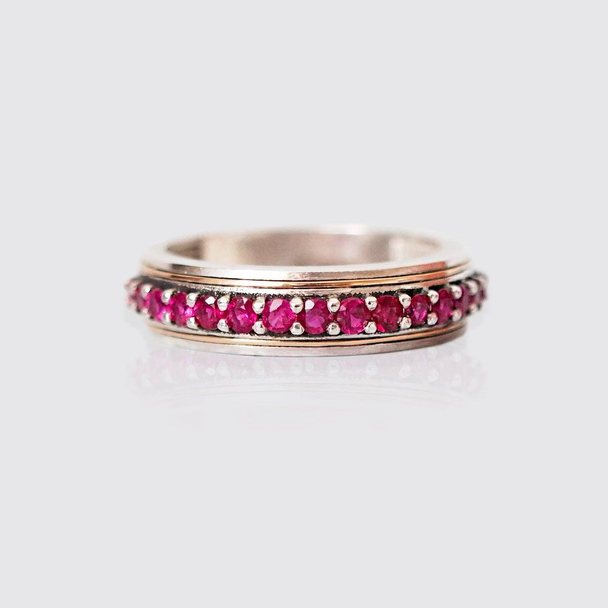 Silver/22K Gold Inlay Ruby Ring, 5mm