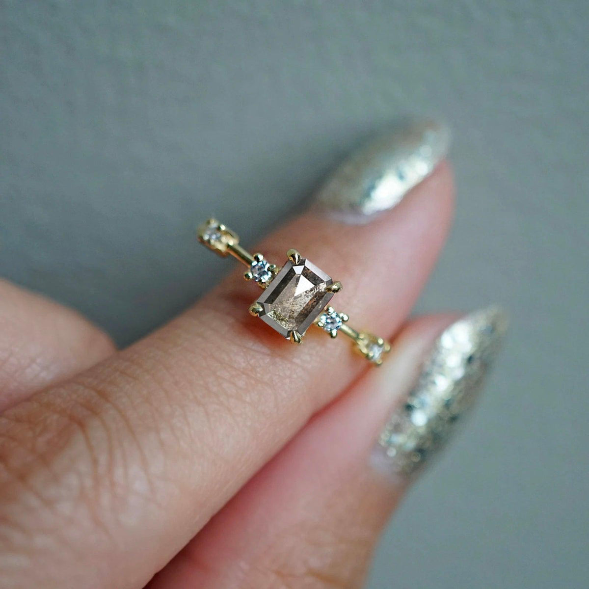 Salt & Pepper Diamond Fairy Ring - Tippy Taste Jewelry