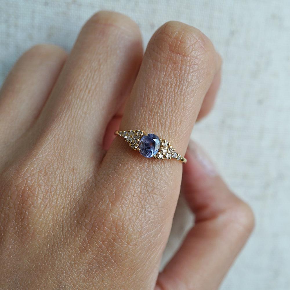 One Of A Kind: 14K Periwinkle Lavender Sapphire Diamond Ring - Tippy Taste Jewelry