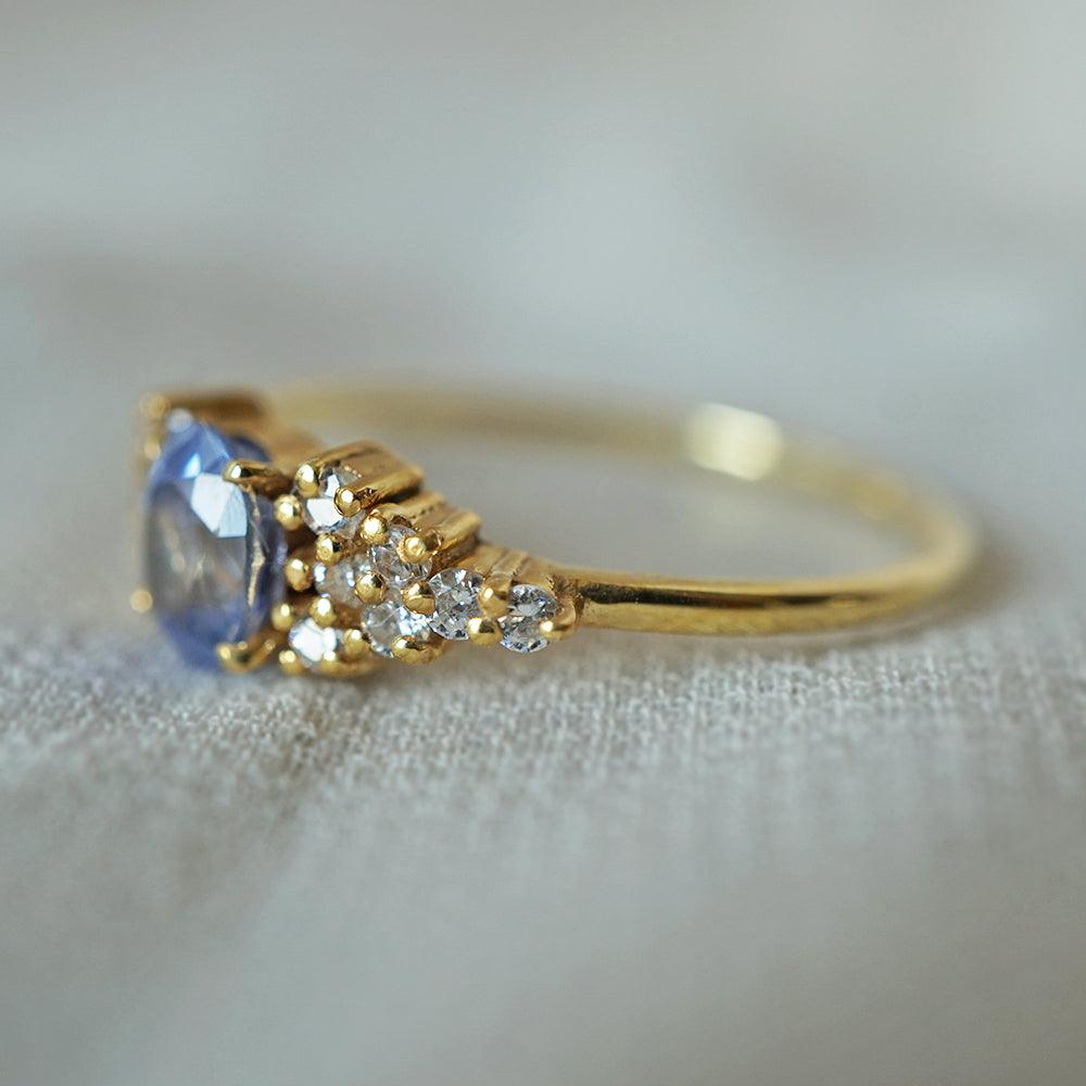 One Of A Kind: 14K Periwinkle Lavender Sapphire Diamond Ring