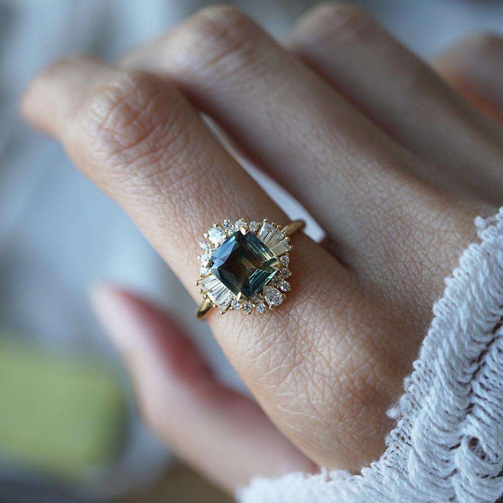 One Of A Kind: Parti Sapphire Diamond Ballerina Ring in 14K and 18K Gold, 2.03ct