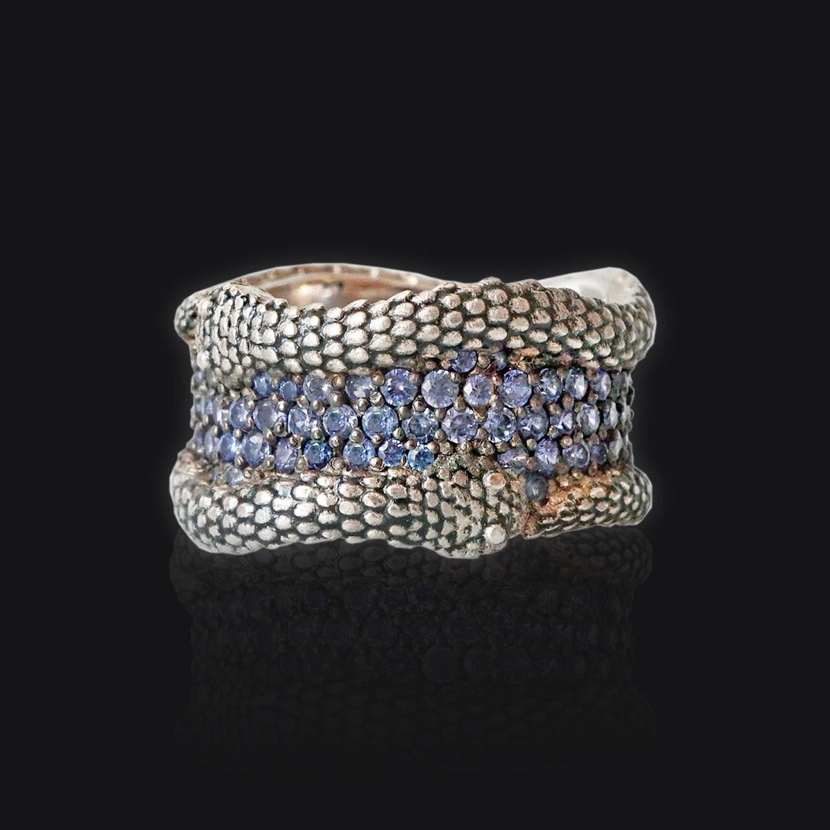 Blue Sapphire Serpent Ring in 14K Gold