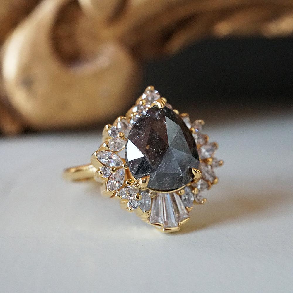 One Of A Kind: Salt & Pepper Hall Of Mirrors Diamond Ring in 14K and 18K Gold, 3.76ct