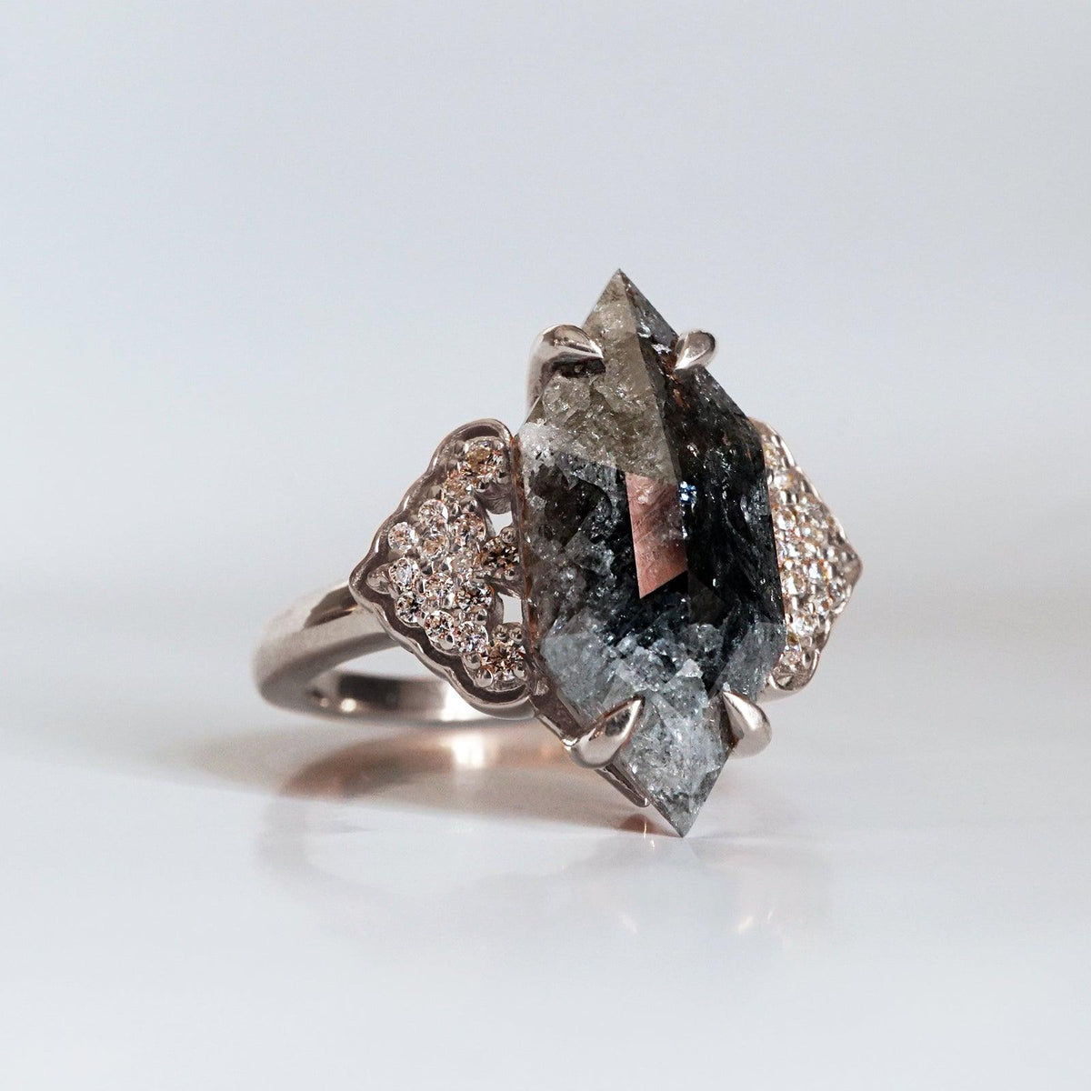 One Of A Kind: Salt & Pepper Frozen Diamond Ring, 1.32ct - Tippy Taste Jewelry