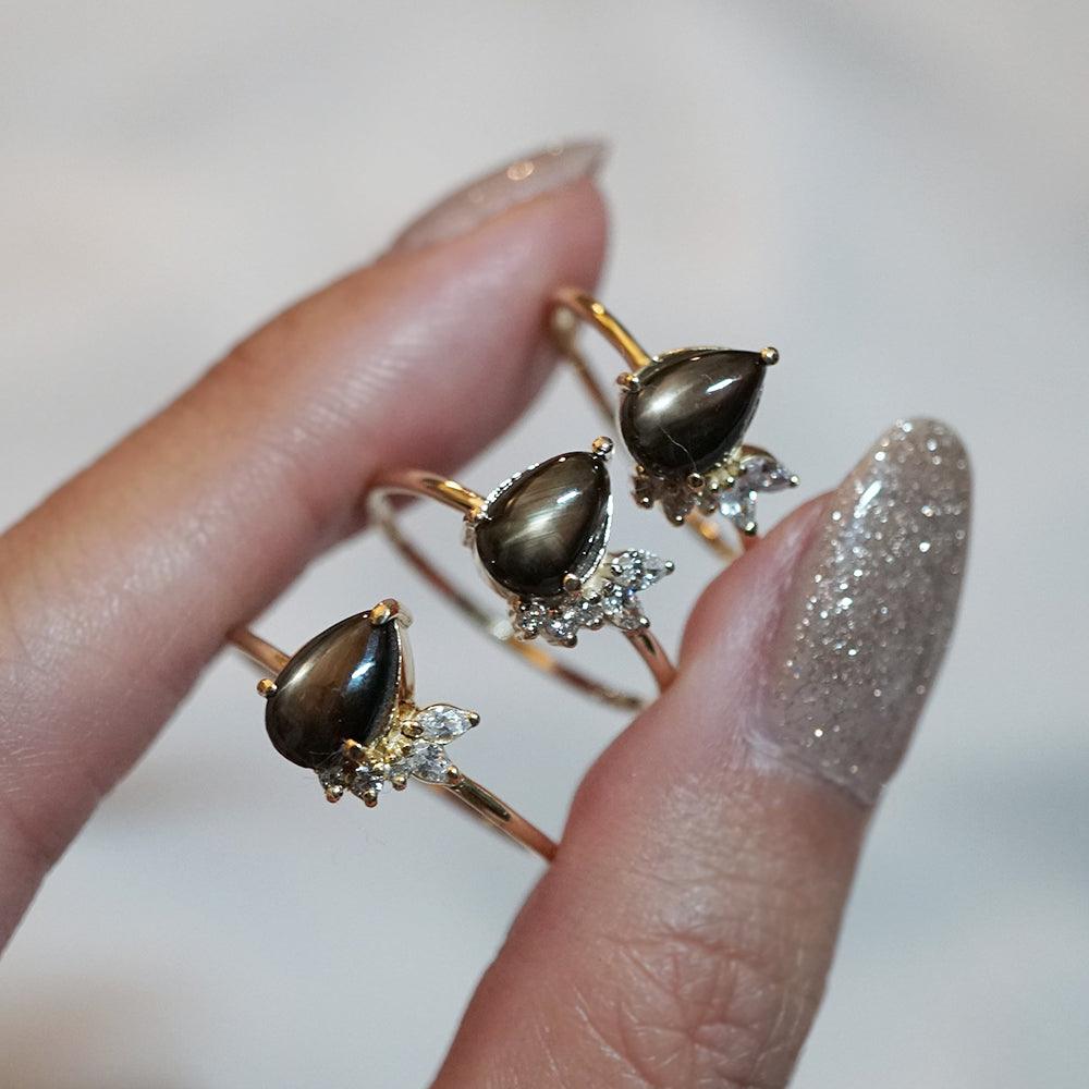 Stella Black Star Sapphire Ring - Tippy Taste Jewelry
