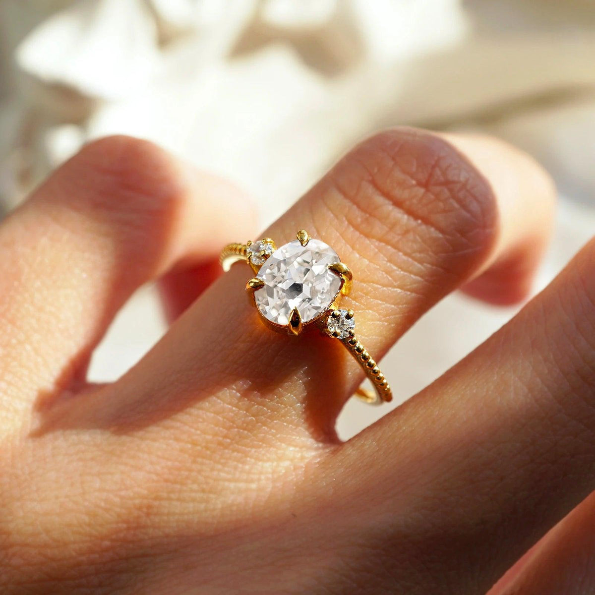 Oval Diamond Sunrise Ring, 1.2ct - Tippy Taste Jewelry