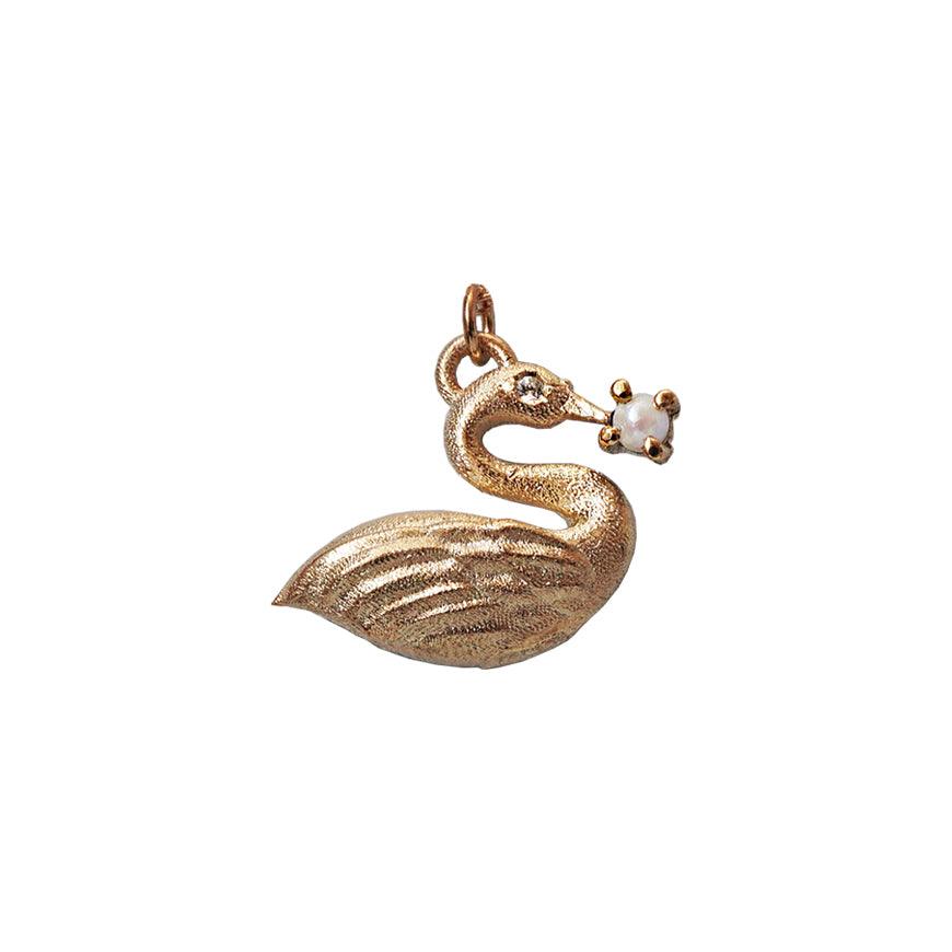 14K Swan Diamond Pearl Necklace - Tippy Taste Jewelry