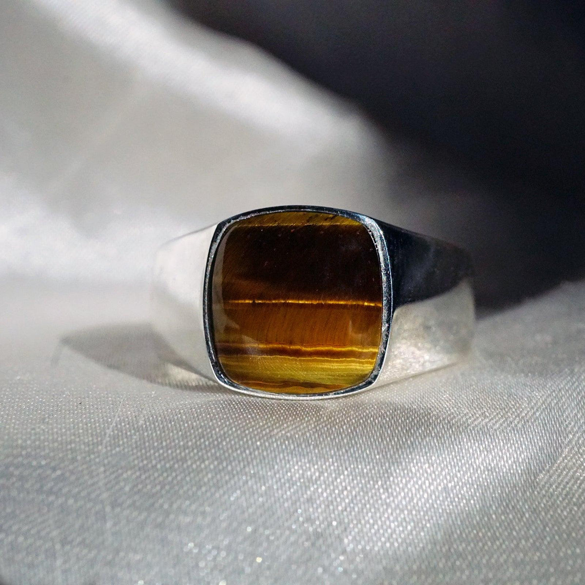 Exotic Signet Ring in Sterling Silver and 14K Gold, (3 stone choice)