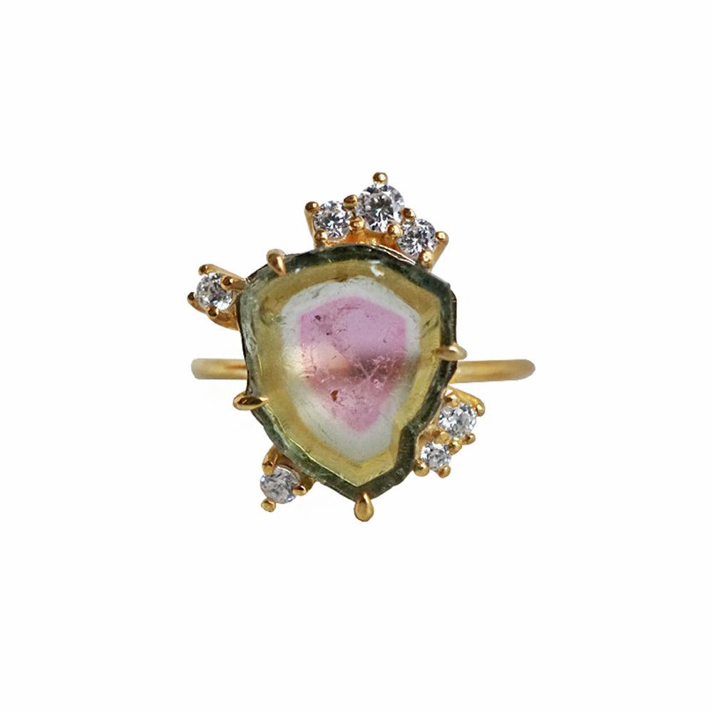 One Of A Kind: Watermelon Tourmaline Slice Étienne Ring