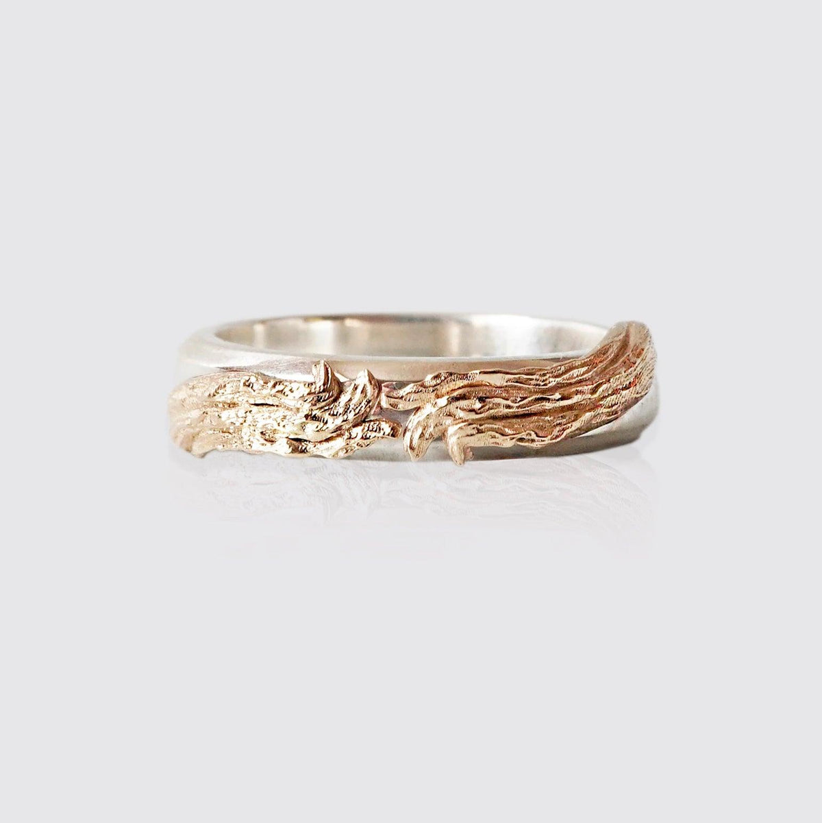 Mixed Metal Tree Branch Ring in Sterling Silver and 14K Gold, 5mm