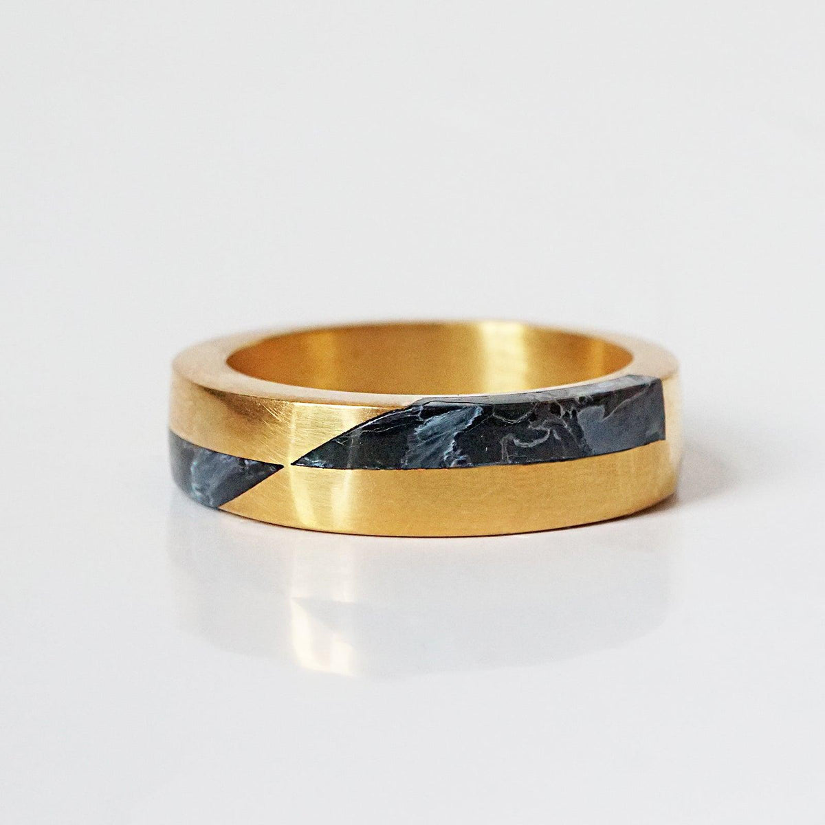 Grid Pietersite Ring in Sterling Silver and 14K Gold, 5.8mm