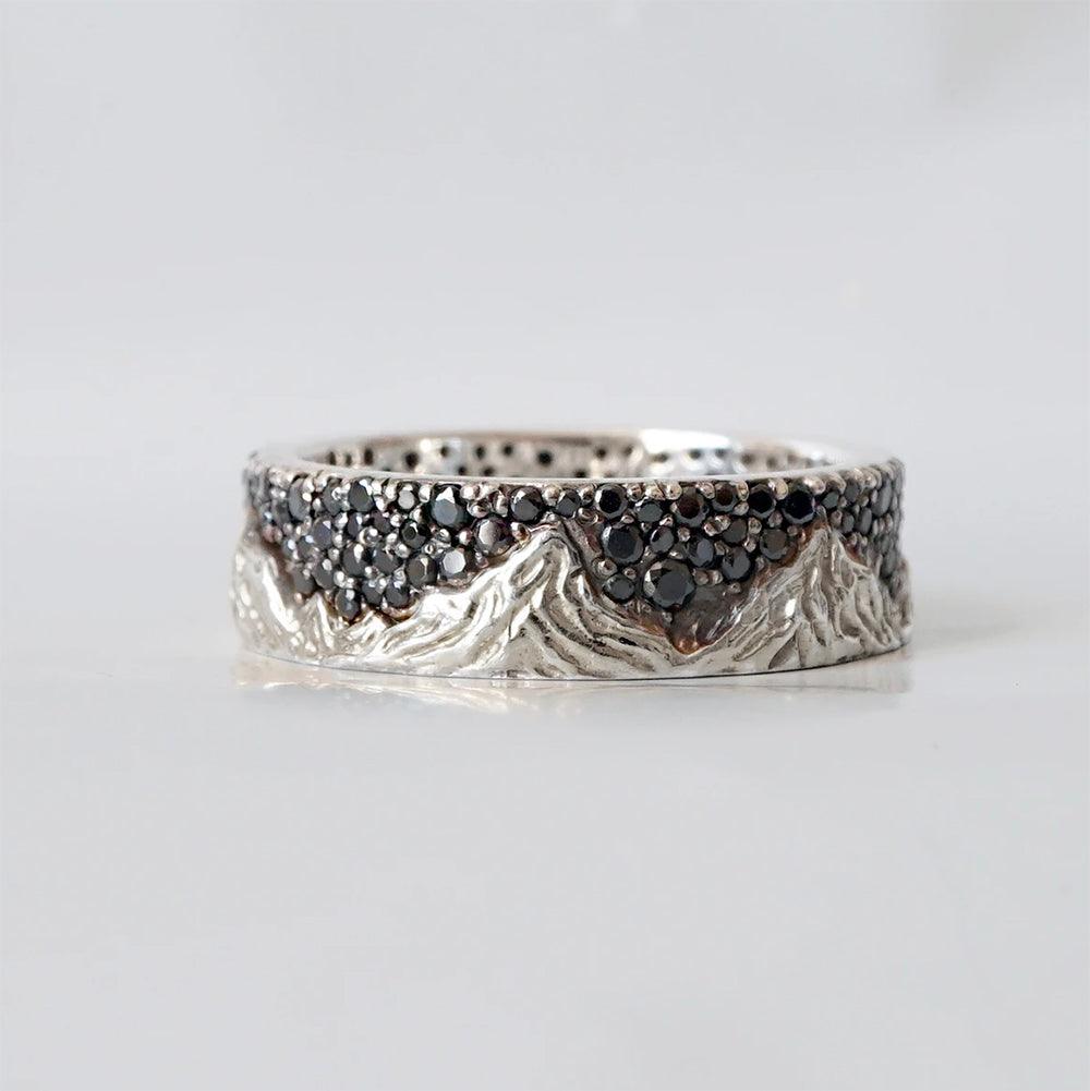 Mixed Metal Montona Black Diamond Ring in Sterling Silver and 14K Gold, 7.2mm